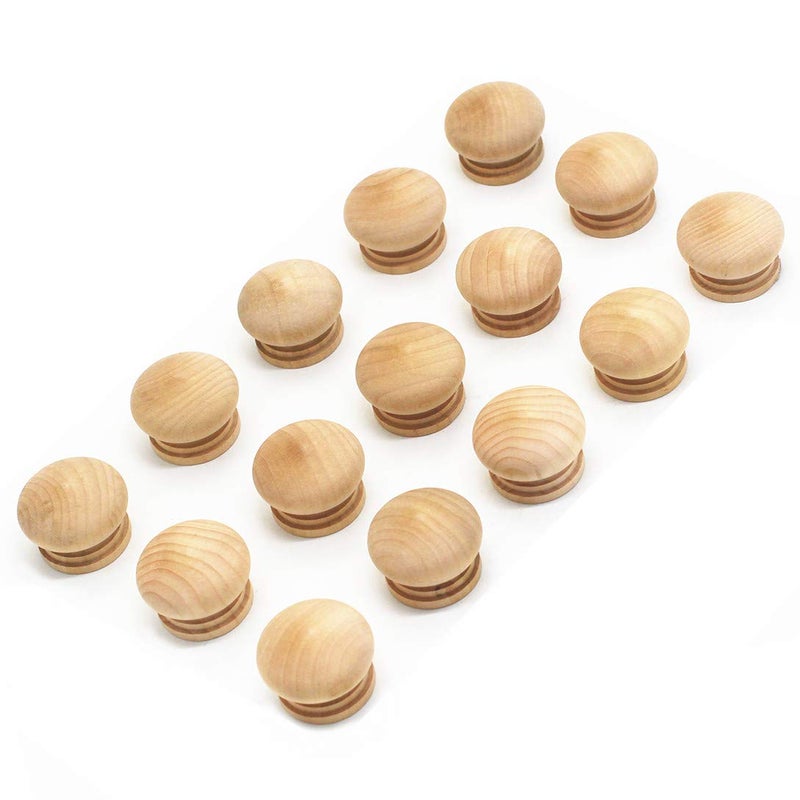 WEICHUAN 15-Pack Unfinished Solid Wood Knobs Pulls Handles - Round Natural Wooden Cabinet Knobs for Dresser Cabinet Wardrobe Cupboard and Furniture Drawer (Diameter: 1-3/8 Inches Height: 1 Inch) - Image 1